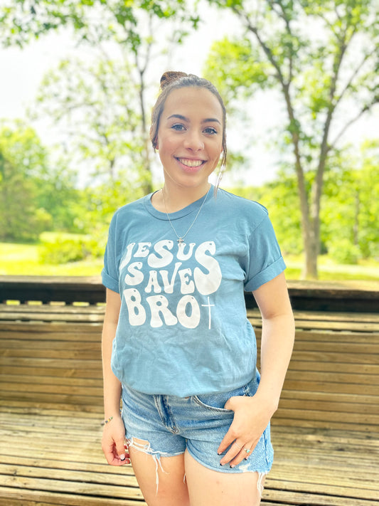 Jesus Saves Bro | Religious Graphic Tee | Super Soft Unisex T-shirt | Super Cute Christian Themed Tee | Perfect Gift For Your Church Group