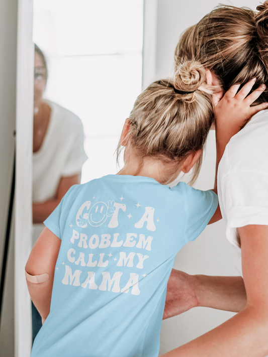 Got A Problem? Talk To My Mama | Youth Graphic Tee | Custom T-shirt | Available in Pink and Blue