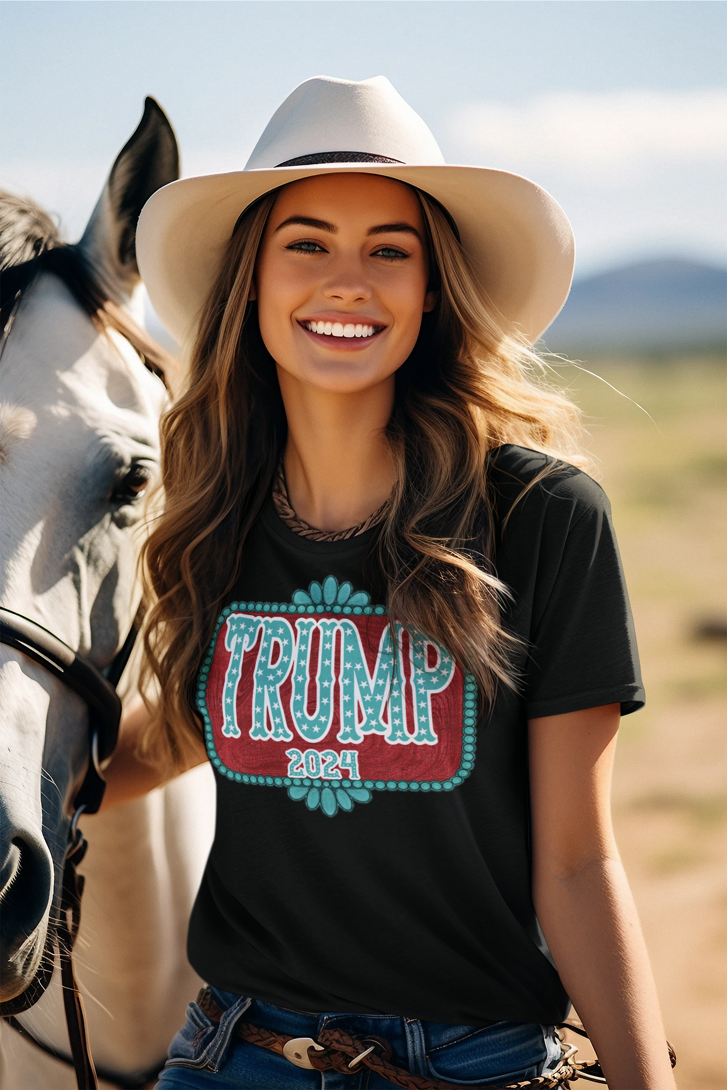 Turquoise Country Western Conservative Tee | Trendy Graphic Tee | Ships Quickly | Show Your Patriotic Side